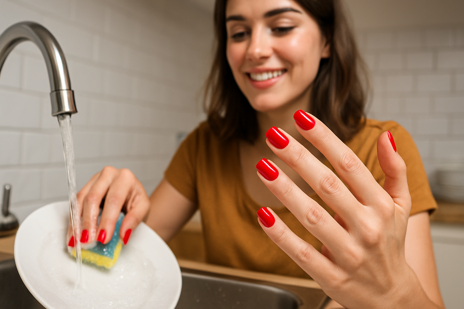 Esmalte intacto mesmo lavando louça