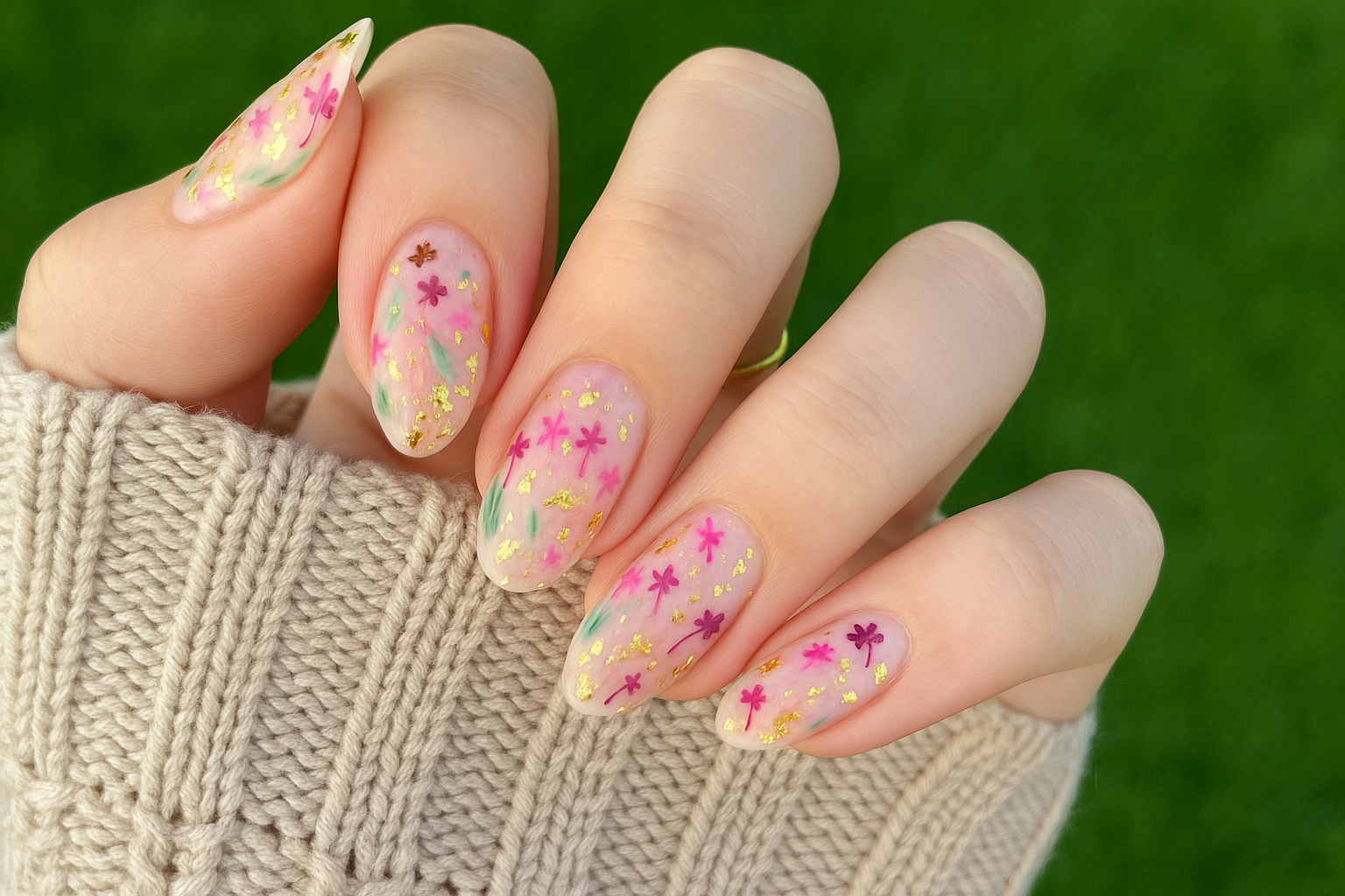Unhas com Flores Delicadas